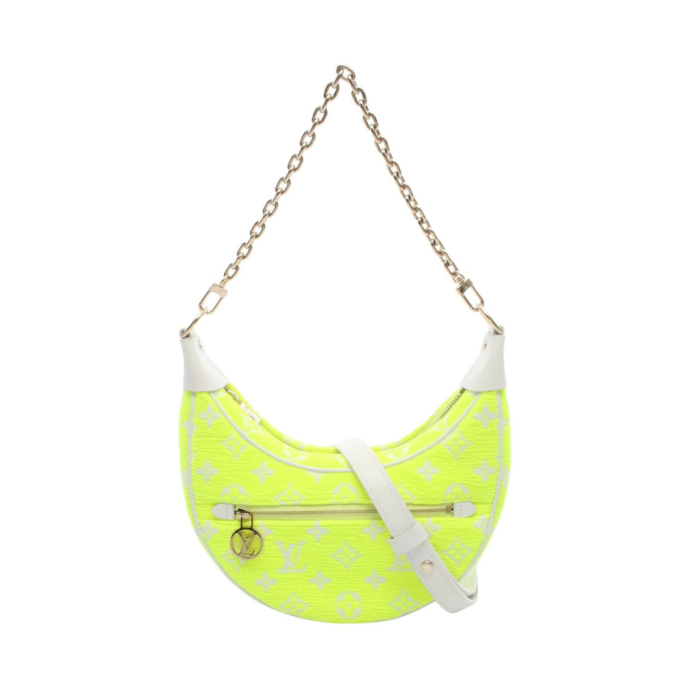 Louis Vuitton Loop Monogram Jacquard Velvet LV Leather Shoulder Bag Yellow White